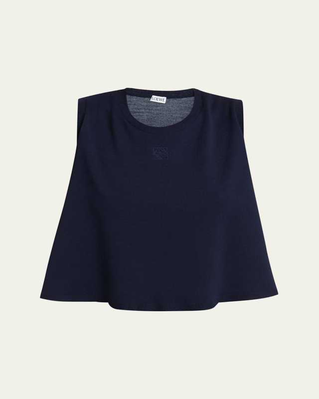Double-Layer Anagram Sleeveless Wool Sweater